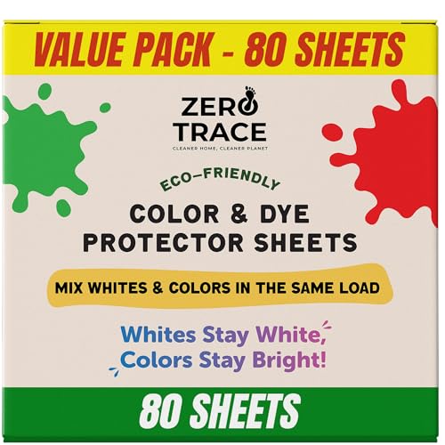 Zero Trace Color Catchers for Laundry - Protects Clothes with Laundry Color Dye Catcher Sheets and Bleed Remover - 80 Sheets - size: 1 Count (Pack of 80)