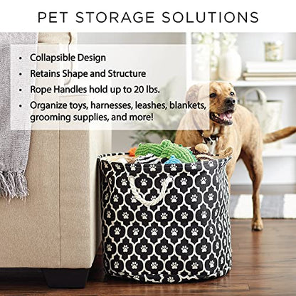 Bone Dry Pet Storage Collection Lattice Paw Print, Gray, Medium Round - color: Gray, size: Medium Round