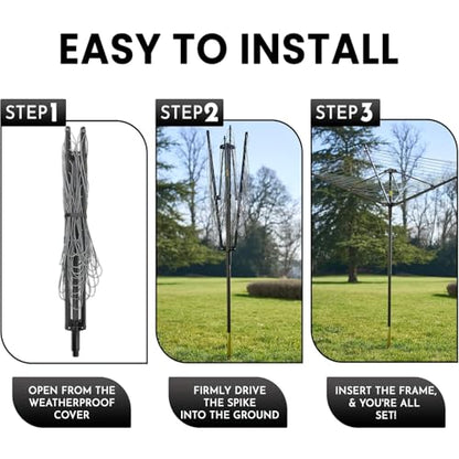 Outdoor Umbrella Clothesline, 165 Feet Heavy Duty Rotary Dryer