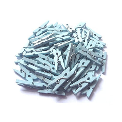 LWR CRAFTS Wooden Mini Clothespins 200 Per Pack 1" 2.5cm (Light Blue) - color: Light Blue