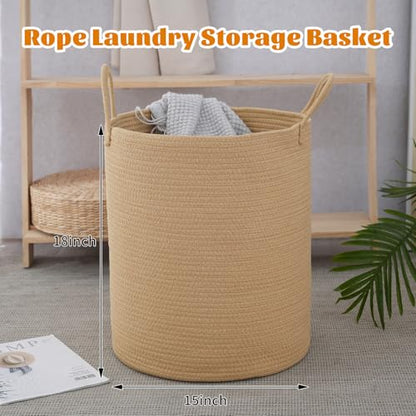 Woven Laundry Basket, Nursery Hamper, 15x15x18 Inch, Oatmeal - color: Oatmeal