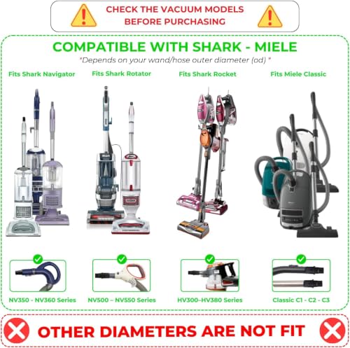 For Shark Navigator NV360 NV350 NV351 NV352, Rocket HV301 HV322 HV371 & Rotator NV500 Series - Vacuum Cleaner Attachments for Hard To Reach Areas, Dryer Vent Cleaner Attachment for Miele Vacuums