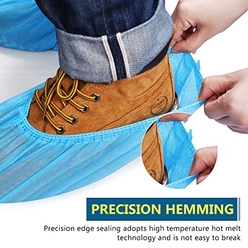 squish 200 Pack Shoe Covers Disposable Non-Slip, Blue Non-Woven Fabric Boot Covers for Indoors Breathable Slip Resistant Durable Boot&Shoes Cover, Protector Covers Fits Virtually Most Shoes - color: Blue