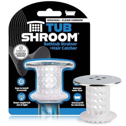 TubShroom Tub Drain Hair Catcher, Chrome – for Bathroom Drains, Fits 1.5” – 1.75” Bathtub and Shower Drains, White - color: Chrome