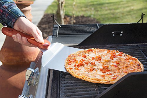 Outset Stainless Steel Pizza Peel with Collapsible Rosewood Handle, 20-Inch Overall, 12-Inch x 7.75-Inch Spatula Area, Silver - style: 21-Inch Pizza Peel