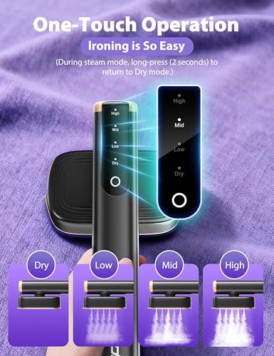Travel Steamer for Clothes with 180 ml Water Tanks,15s Fast Heat-up,24 g/min Strong Steam Performance, Portable Garment Steamer with Touch Control, LED Display, Steam Iron Black - color: Silk Black