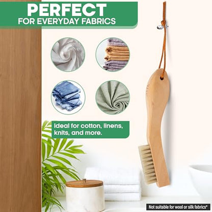 Laundry Brush Stain Remover Scrubber with Soft White Boar Bristles for Delicate Baby Clothes, Compact Design, Pre-Treat Clothing, Shoes and Fabrics - size: 1 Pack - White