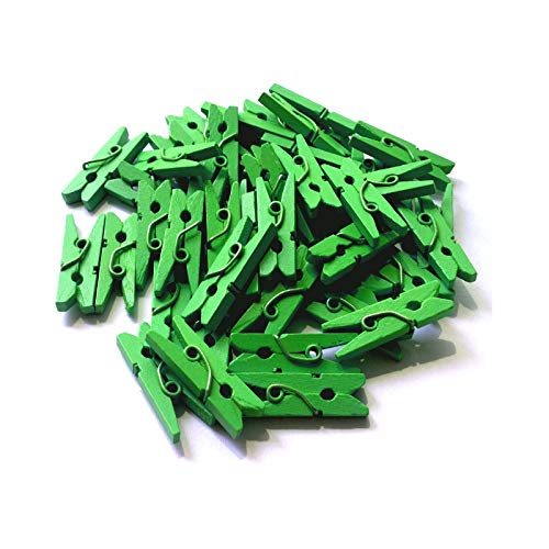 LWR CRAFTS Wooden Mini Clothespins 200 Per Pack 1" 2.5cm (Classic Green) - color: Classic Green