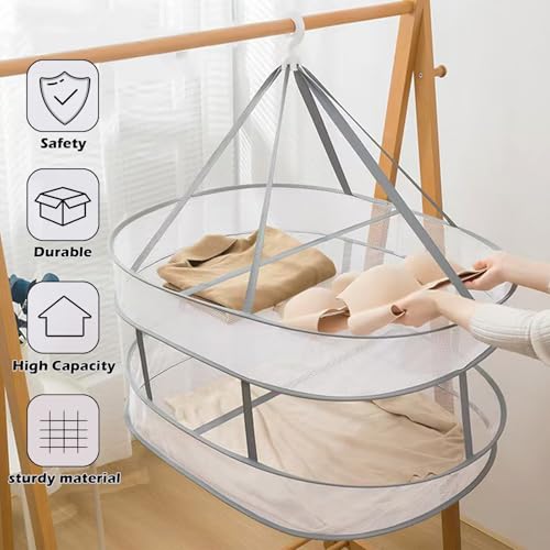 1Tier Clothes Drying Rack Foldable 31.5" Mesh Clothes Hanging Dryer - size: 1 Tier