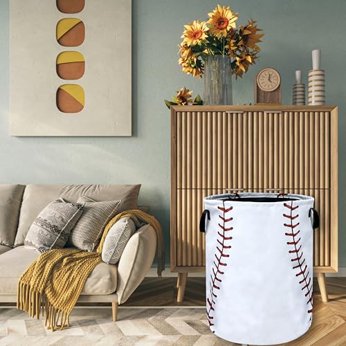 Baseball Laundry Basket Oxford Cloth Foldable Hamper 18.9" x 16.5" - color: Funny Baseball Texture Pattern