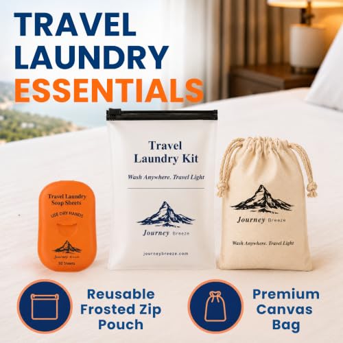 Travel Laundry Detergent Sheets 50 Pack – Compact Travel Detergent for Sink Washing, Lightweight Laundry Detergent Strips for Clothes on Trips, Hotels & Cruises - style: Pocket Sheets (50) + Canvas Bag