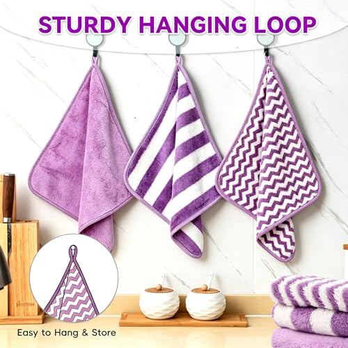 Microfiber Cleaning Cloths, 6 Pack Dish Cloths & Kitchen Dish Towels - color: Purple, size: 12“ X 12” - 6 Pack