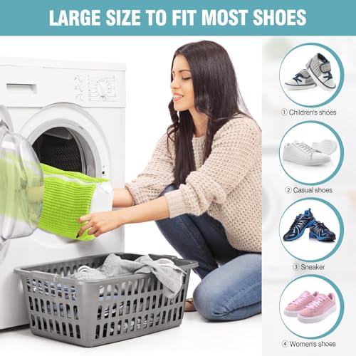 Shoe Washing Machine Bag, Shoe Laundry Bag for Washer and Dryer - color: Green, size: 2 PACK