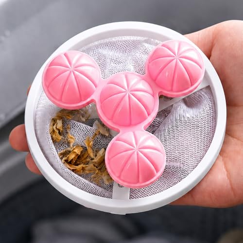 Reusable Laundry Hair Remover,Lint Traps Set,Washer & Dryer Safe Pet Hair Catchers,Lint Snare Traps,Anti-Tangle Laundry Balls with Ultra-Fine Mesh Filter Bag for Clothes,Bedding & Blankets(1Pcs Pink) - color: Pink
