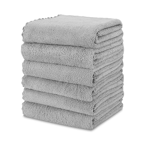 kimteny 6 Pack Microfiber Kitchen Dish Towels for Washing Dishes, Grey - color: Grey, size: 13x28 - 6 Pack