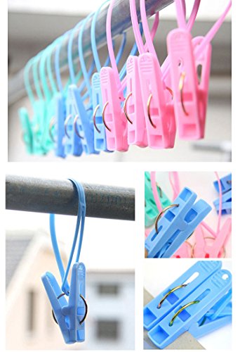 12Pcs Clothes Peg Clip Pins,Multicolor Rope Clip Hanging Clothes line Windproof Hanger Sock Clothes Drying Peg PP Plastic Clips Hooks - color: Multicolor/12pcs