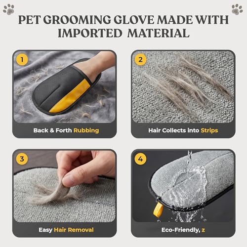 Pet Hair Remover Set for Dogs & Cats, Pet Grooming Gloves & Reusable Hair Remover Roller