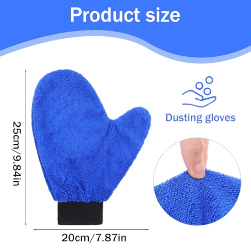 8 Pack Microfiber Cleaning Dusting Mitt, 4 Colors Washable Reusable Cleaning Gloves with Thumb Elastic Glove Cuffs for Car Wheel House Furniture Blinds Kitchen Dust