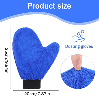 8 Pack Microfiber Cleaning Dusting Mitt, 4 Colors Washable Reusable Cleaning Gloves with Thumb Elastic Glove Cuffs for Car Wheel House Furniture Blinds Kitchen Dust
