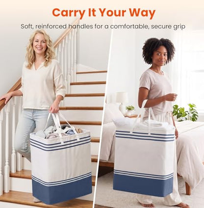 TranquilRelax 3-Pack Laundry Basket, Laundry Hamper, Blue-125L - color: Blue, size: 125L