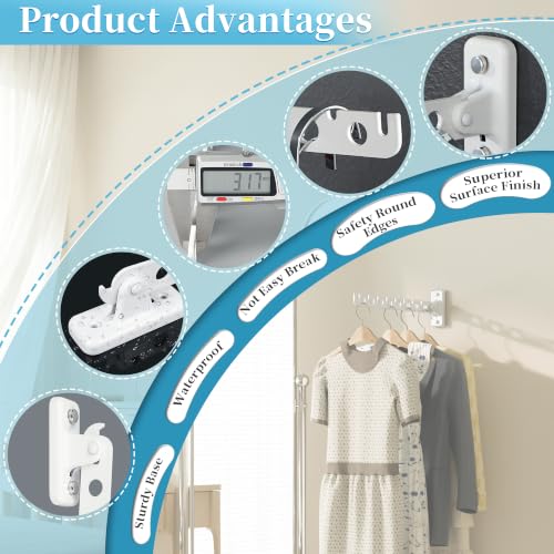 Alise Clothes Drying Racks Wall Mounted Coat Hangers,White,2 Pcs - color: White, size: (2 Pack)1008 8-Holes