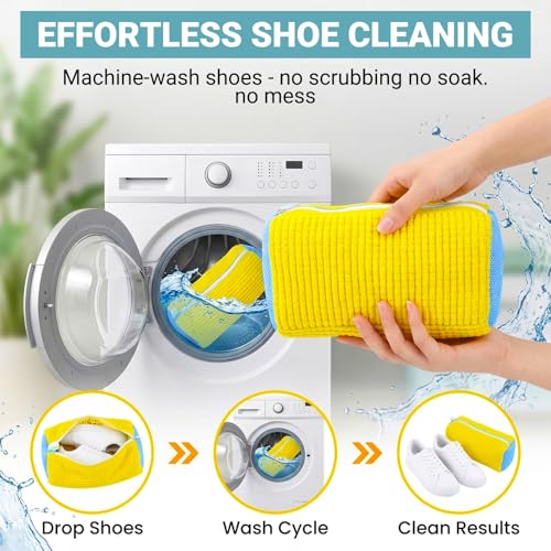 Shoe Washing Machine Bag 2 Pack - Reusable Laundry Shoe Bag for Washer and Dryer, 360° Deep Cleaning Machine for All Shoes Sneaker Tennis Shoes
