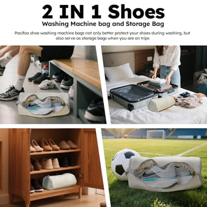 Shoe Washing Machine Bag: Shoe Washing Bag Keeps Clean - Reusable Laundry Shoe Bag for Sneaker Tennis Shoes Unstain Cleaner Kit(Cream 2 Pcs) - color: White 2pcs