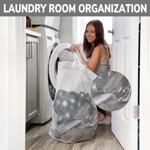 Goodpick 2-Pack Rolling Laundry Basket with Wash Bag, Hamper for Dorm, 75L - color: Black & White 2-Pack