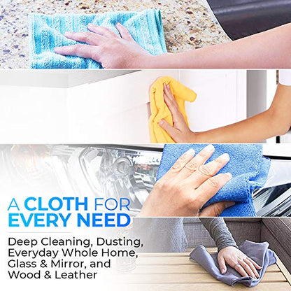 Fuller Brush Shine Bright Microfiber Cloths – 3-Pack, 16" x 16" Streak-Free Cleaning for Glass, Mirrors & Appliances – Lint-Free, Super Absorbent, Reusable - size: 16" x 16"