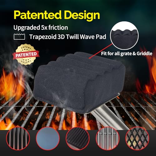 XUDAKAIXIN Grill Brush Bristle Free,Unique Wave pad for Cast Iron/Stainless-Steel Grates, (Only Replaceable Cleaning Head No Grill Brush) - color: Black-replaceable Head