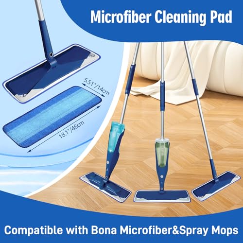 12 Pack Microfiber Cleaning Pads Compatible with Bona Mops, Safe for Hardwood and Hard-Surface Floors, Washable, Reusable - size: 12 PACK