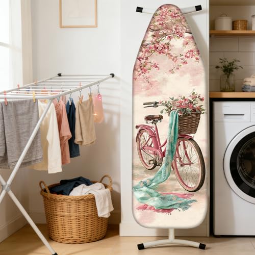 Nuxovilar Cherry Blossom Bicycle Ironing Board Cover 15x54 Cotton - color: Yfw08355