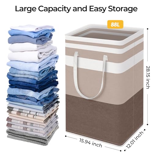HomeHacks 2 Pack Large Laundry Baskets, Laundry Hampers Bags (Khaki 88Lx2) - color: Brown, size: 88L