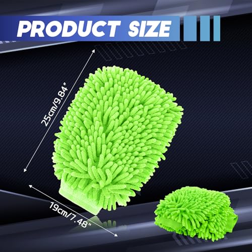 Wuyaoyao 2PCS Car Wash Mitt, 10.14"×7.12" Chenille Microfiber Car Wash Mitts, Scratch-Free & Lint-Free, Absorbent Double Sided Clean Glove for Cars Cleaning, Auto Cleaning Supplies (Fluorescent Green) - color: Fluorescent Green