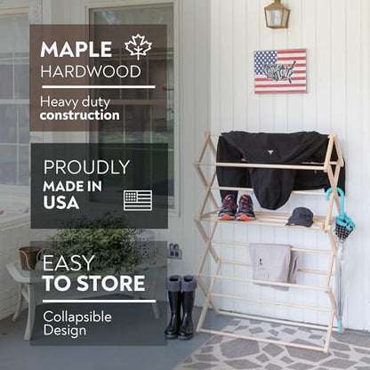 Pennsylvania Woodworks Clothes Drying Rack: Solid Maple Hard Wood Laundry Rack for Blankets, Towels, Bedding & More, Heavy Duty Folding Drying Rack, Made in USA, No Assembly Needed, XXLarge - color: Xx-large