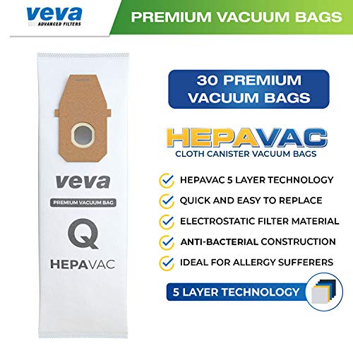 30 Pack HEPA Type Q Vacuum Bags, Compatible with Hoover Upright Vacuum Cleaner Model AH10000, UH30010COM, Premium Cloth Vacuum Bags