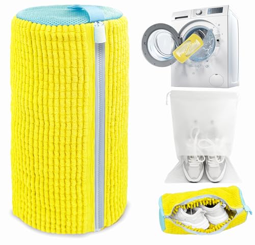 Shoe Washing Machine Bag,Laundry Shoe Bag for Washer and Dryer,Reusable Shoe Cleaning Bag for Sneakers,Tennis Shoes,With Self-locking Zipper, Microfiber Inside,Include Shoe Bag (Pro Yellow - 1 Pack) - color: Pro Yellow - 1 Pack
