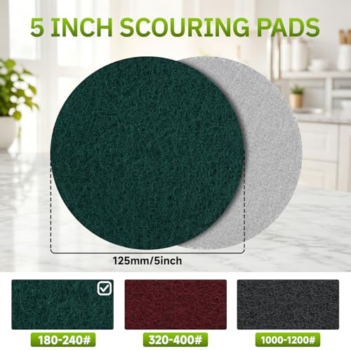 5 Inch Hook and Loop Scuff Discs, 10Pcs 180-240 Grit Scouring Pads - color: Green 10 Pcs