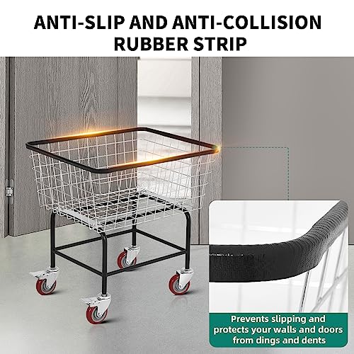 Rolling Laundry Cart with Wheels, Durable Metal, 2.5-Bushel - size: 2.5 Bushel