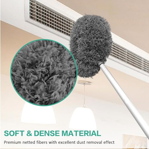 Washable Ceiling Fan Cleaner from 13 to 50 Inch Microfiber Duster with Telescoping Extension Pole, Fit for Cleaning High Ceiling Fan, Furniture, Blinds, Car (Gray)