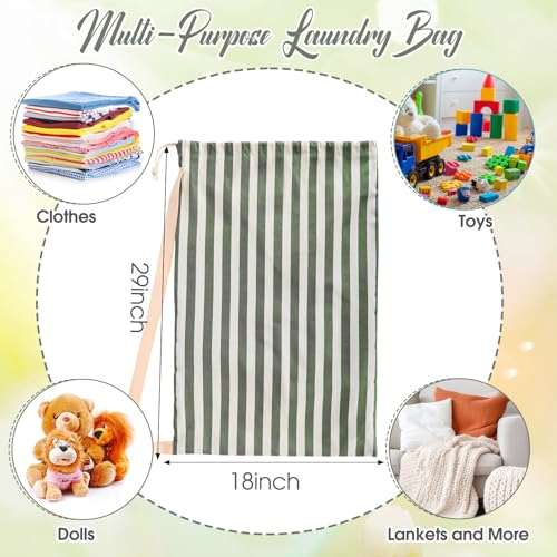 Satinior 2 Pcs Stripe Laundry Bag Backpack for Dorm Travel 29" x 18" Canvas - style: Stripe