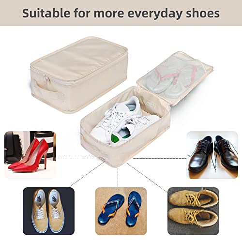 Travel Shoe Bags, Foldable Waterproof Shoe Pouches Organizer-Double Layer (4 Cream Shoe Bag) - color: Cream, size: 4 Packs