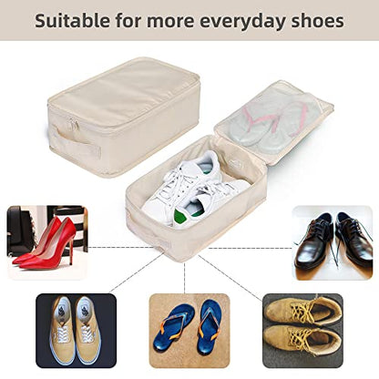 Travel Shoe Bags, Foldable Waterproof Shoe Pouches Organizer-Double Layer (4 Cream Shoe Bag) - color: Cream, size: 4 Packs