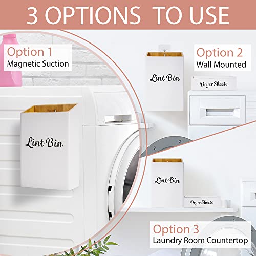 FJO 2 Pack Magnetic Lint Bin 10’’ x 7’’ and Dryer Sheet Holder 8’’ x 5’’