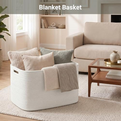 Large Laundry Basket/Hamper, 22"x17"x12", White - color: White, size: 75L
