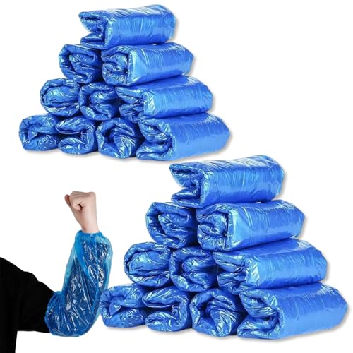 Disposable Arm Sleeves, 100 Pcs Waterproof Plastic Sleeve Protectors, Oilproof Oversleeves Covers - color: Blue-200pcs