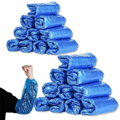 Disposable Arm Sleeves, 100 Pcs Waterproof Plastic Sleeve Protectors, Oilproof Oversleeves Covers - color: Blue-200pcs