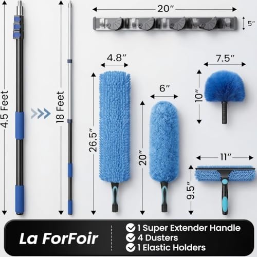 La ForFoir 25ft High Ceiling Duster Kit with 5-18ft Extension Pole - size: 18FT
