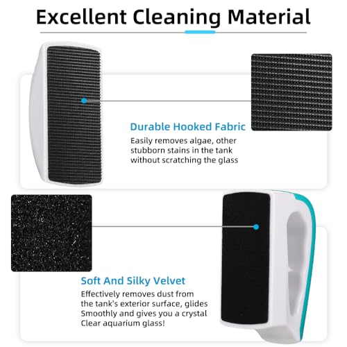 DaToo 2 Pieces Aquarium Magnetic Brush Glass Fish Tank Algae Scrapers Glass Cleaner Floating Scrubber Aquarium Clean Brush (Size L) - size: Size L (2 PCS)