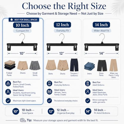 Smartor Black Pants Hangers 90 Pack, Skirt Hangers with Clips, 10 Inch - color: 90 Pack, size: 10
